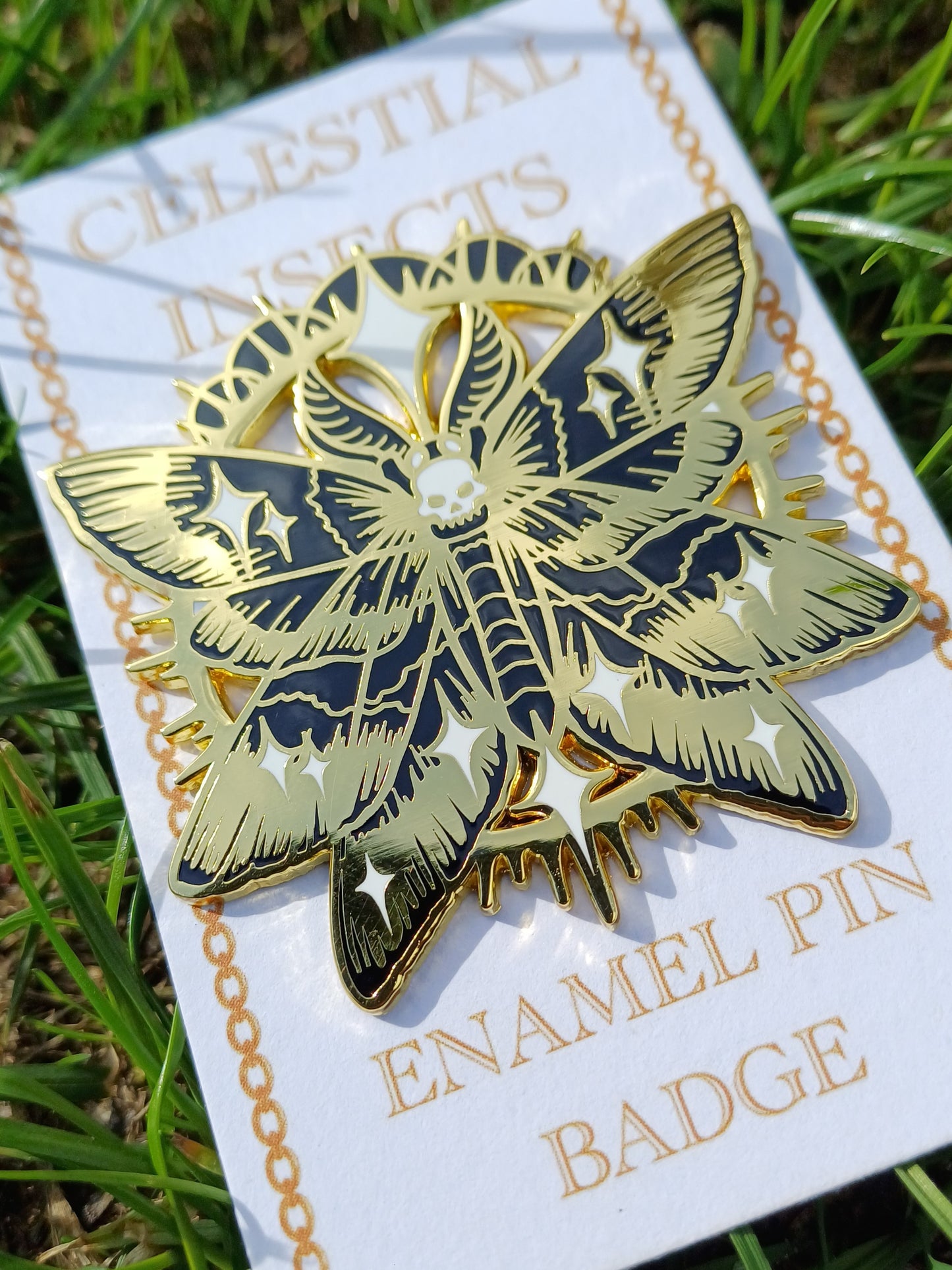 Celestial Moth Gold Enamel Pin
