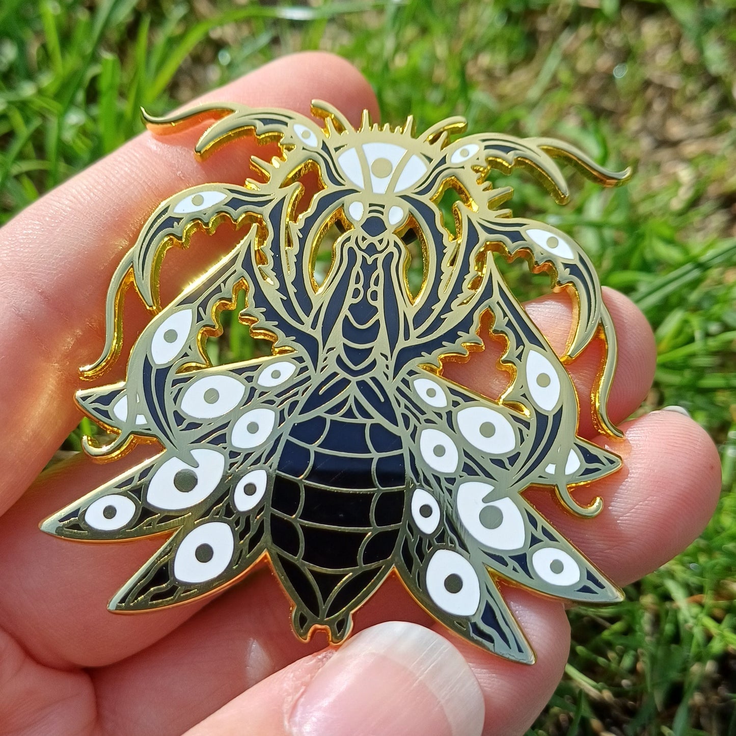 Celestial Praying Mantis Gold Enamel Pin