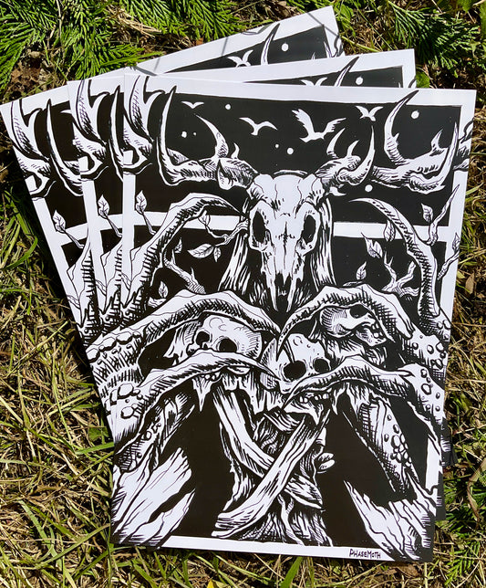 Leshy Monochrome Horror Art Print