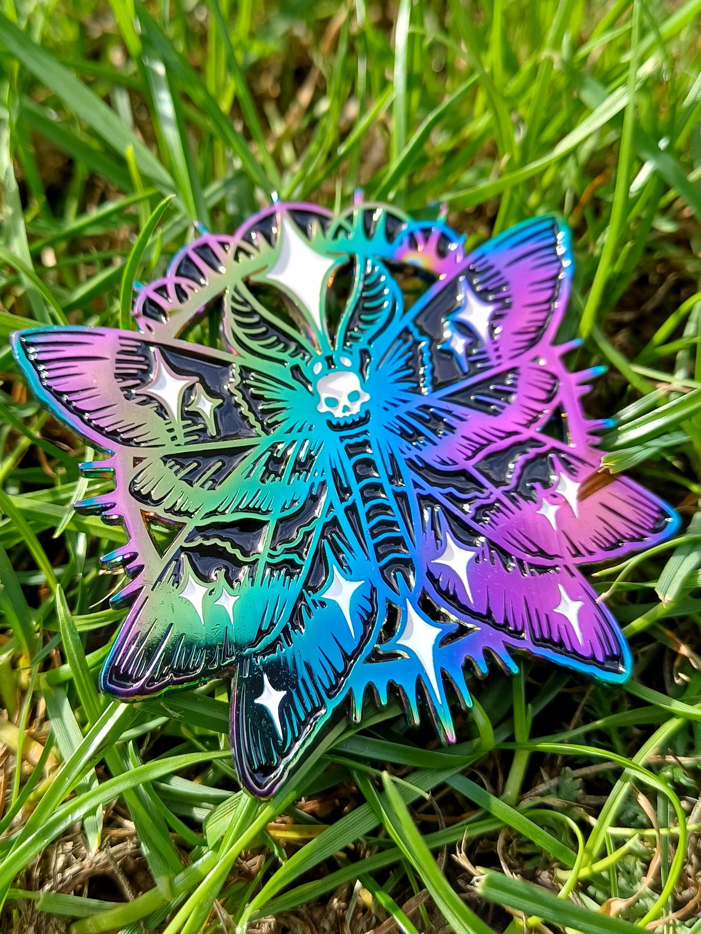 Celestial Moth Rainbow Enamel Pin