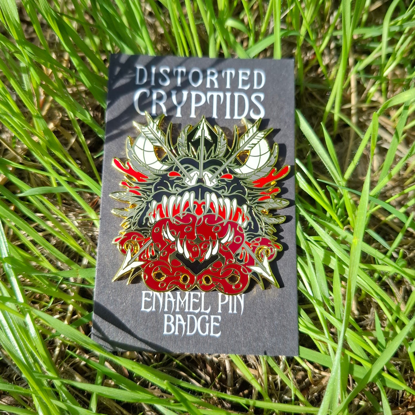 Snallygaster Gold Distorted Cryptid Enamel Pin
