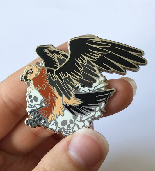 Bearded Vulture Silver Enamel Pin