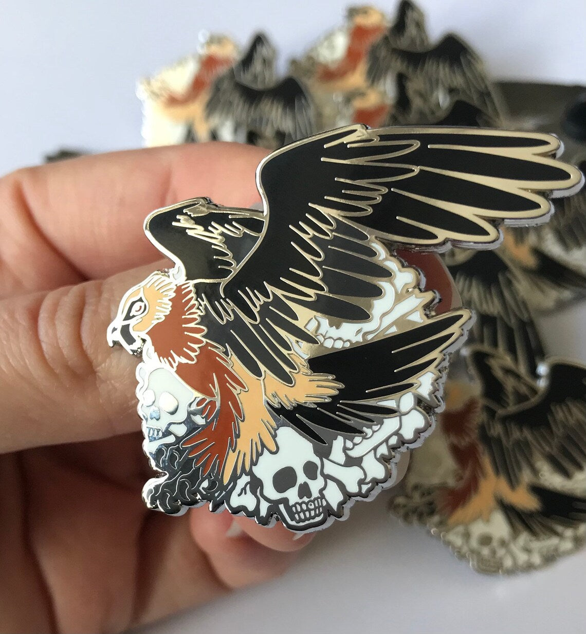 Bearded Vulture Silver Enamel Pin