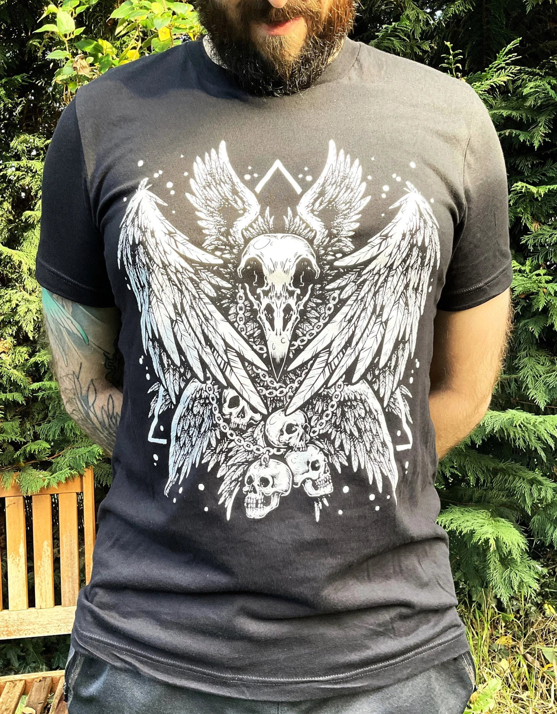 Gothic Bird Skull Seraphim T-shirt