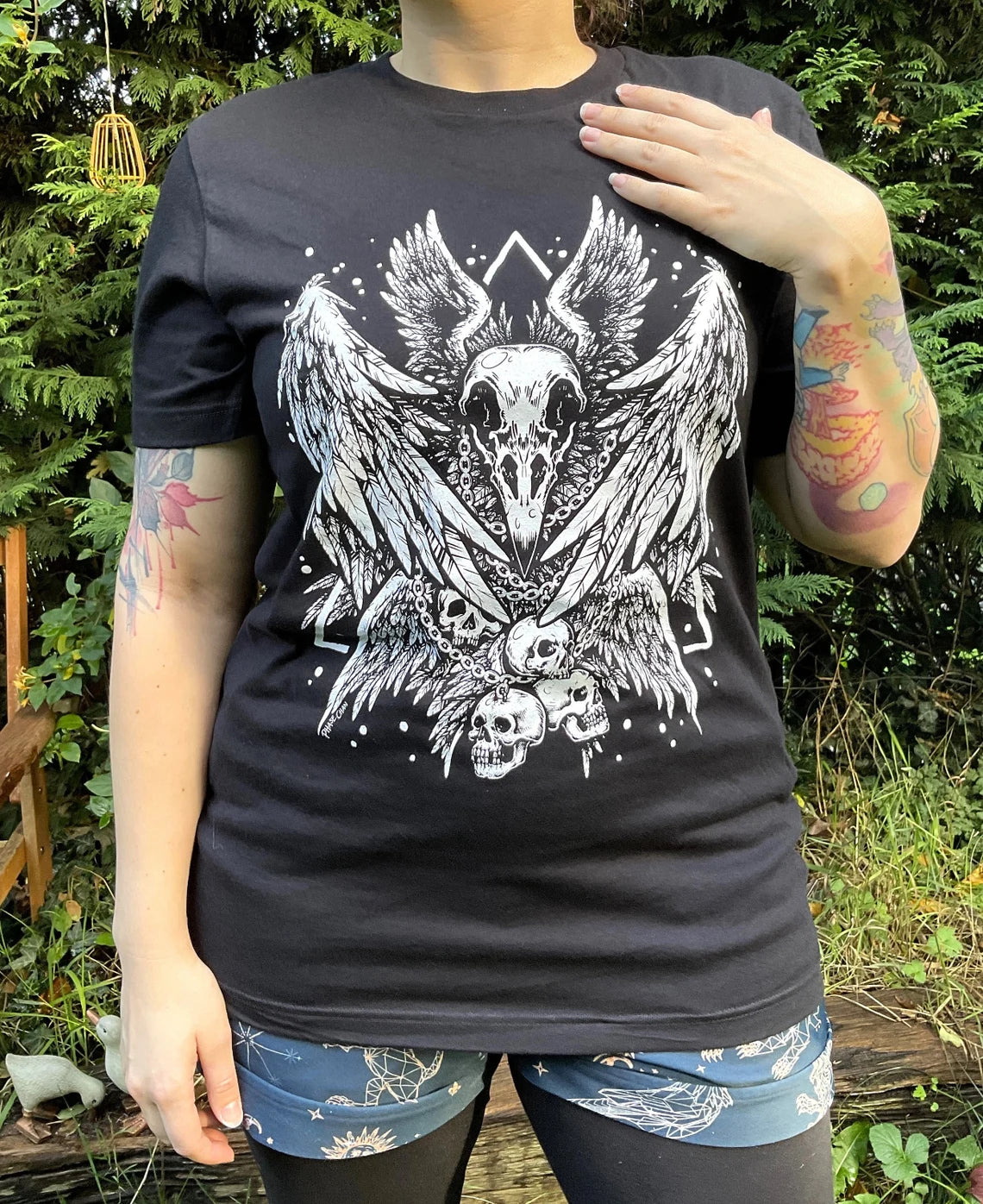 Gothic Bird Skull Seraphim T-shirt