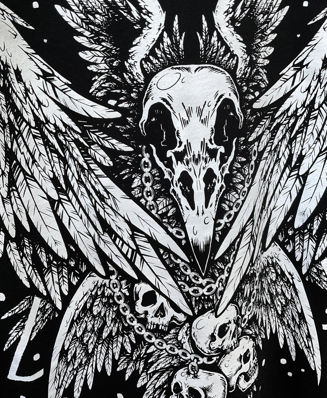 Gothic Bird Skull Seraphim T-shirt