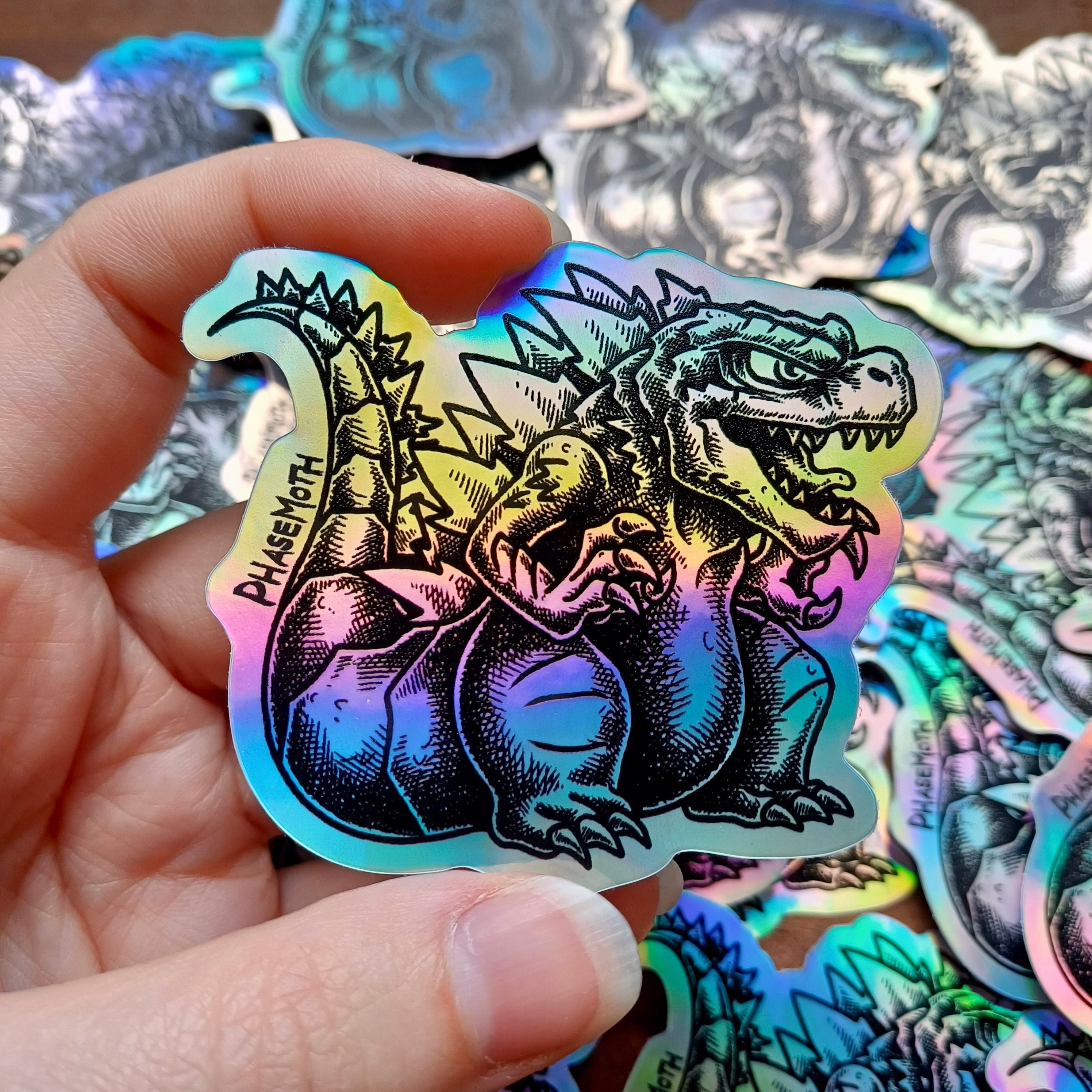 Godzilla Evolved Sticker GODZILLA Holographic Vinyl Sticker – PhaseMoth