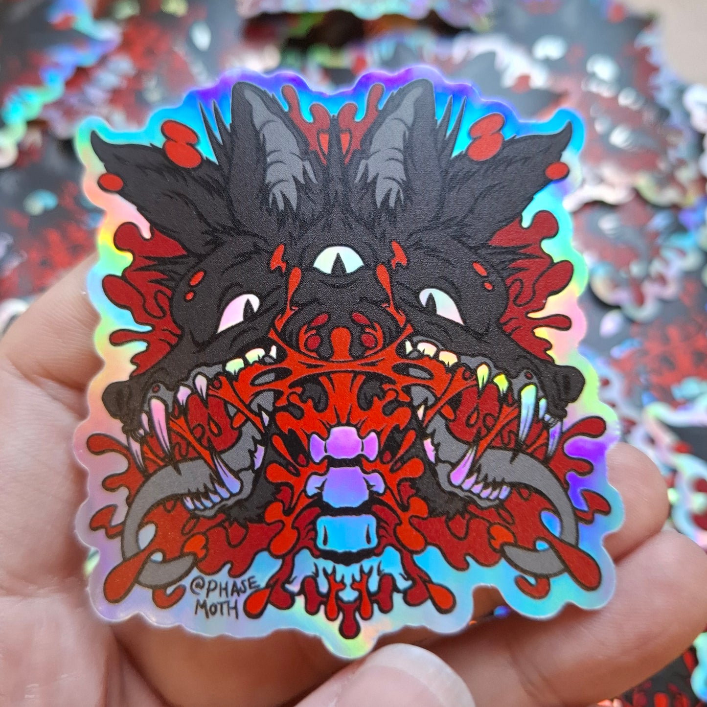 Chupacabra Distorted Cryptid Holographic Vinyl Sticker