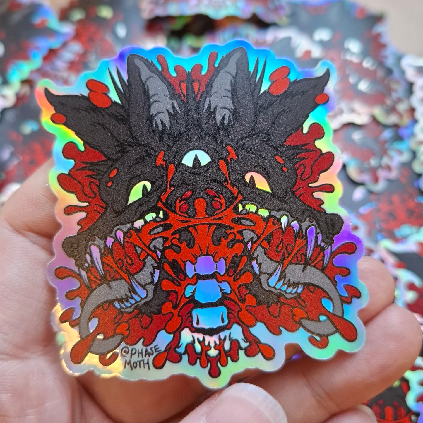 Chupacabra Distorted Cryptid Holographic Vinyl Sticker