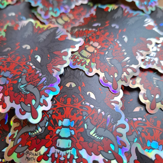 Chupacabra Distorted Cryptid Holographic Vinyl Sticker
