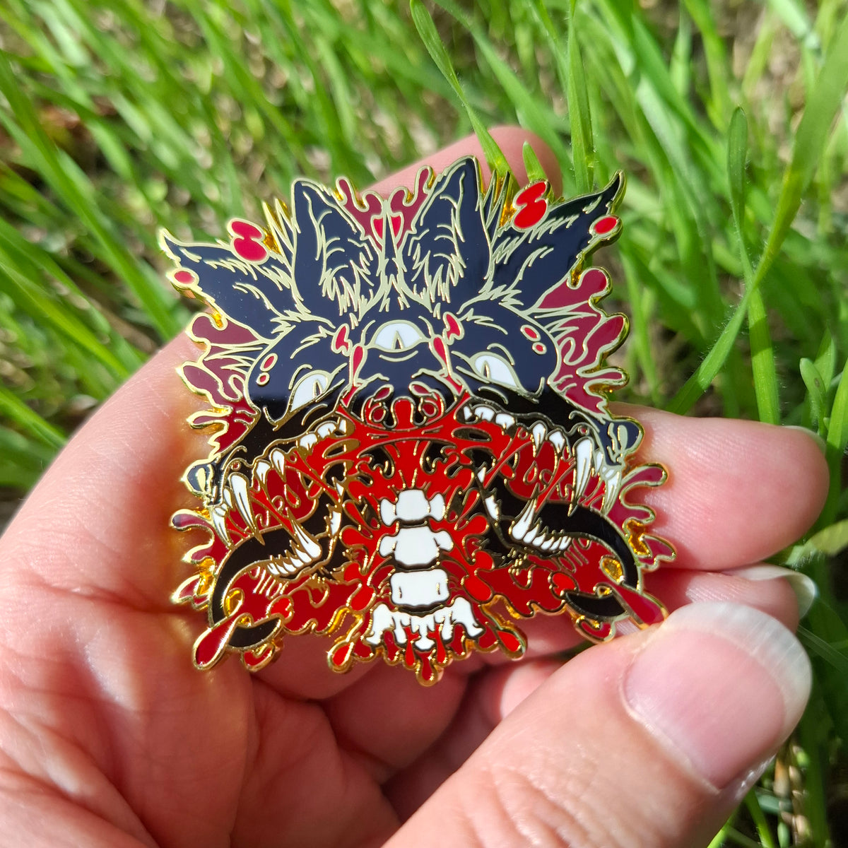 Chupacabra Gold Distorted Cryptid Enamel Pin