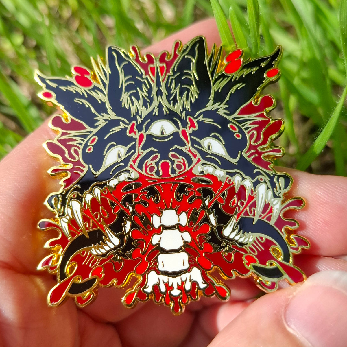 Chupacabra Gold Distorted Cryptid Enamel Pin