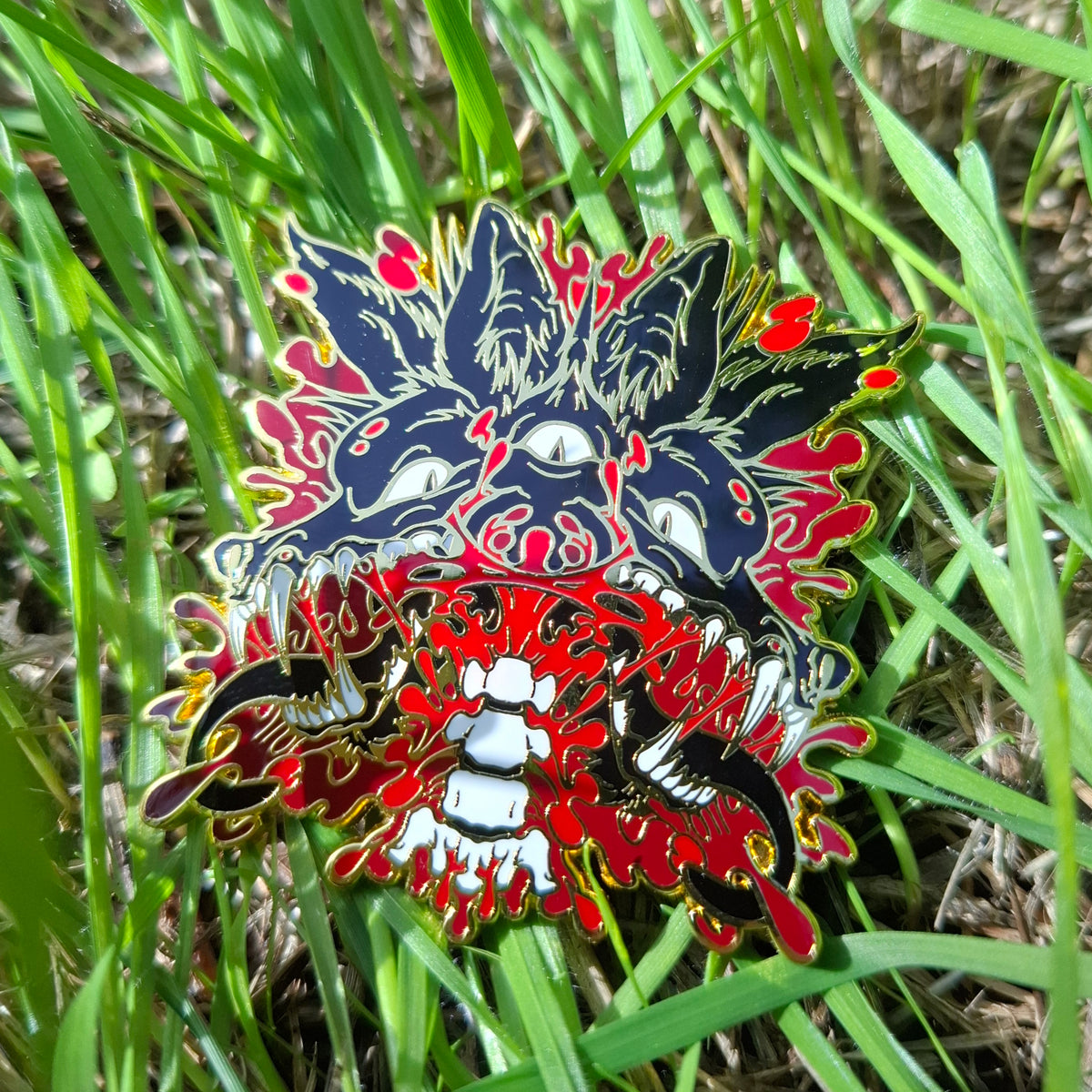 Chupacabra Gold Distorted Cryptid Enamel Pin