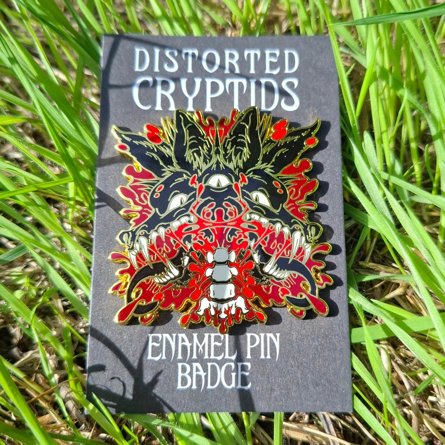 Chupacabra Gold Distorted Cryptid Enamel Pin