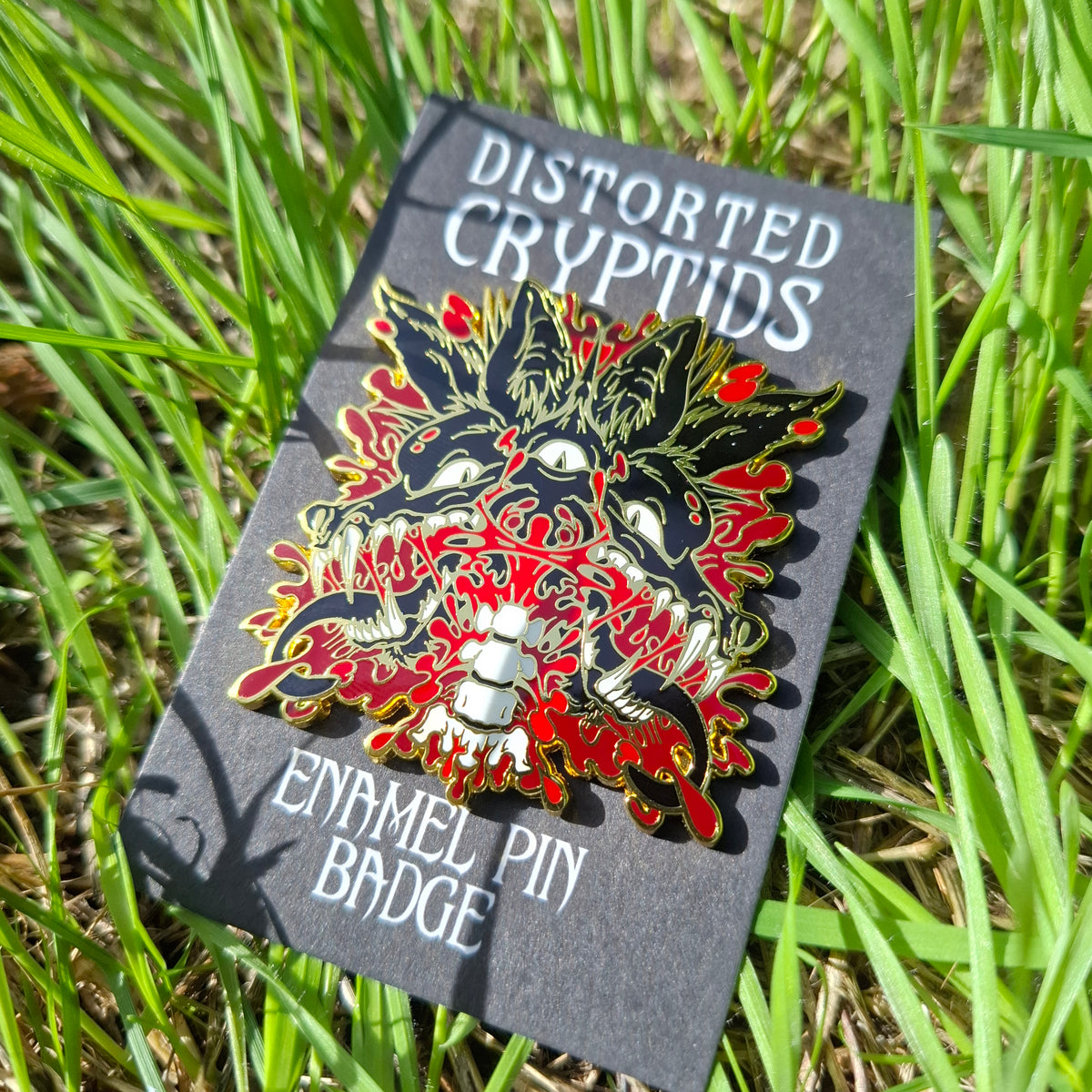 Chupacabra Gold Distorted Cryptid Enamel Pin