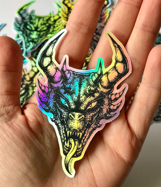 Dragon Head Holographic Vinyl Sticker