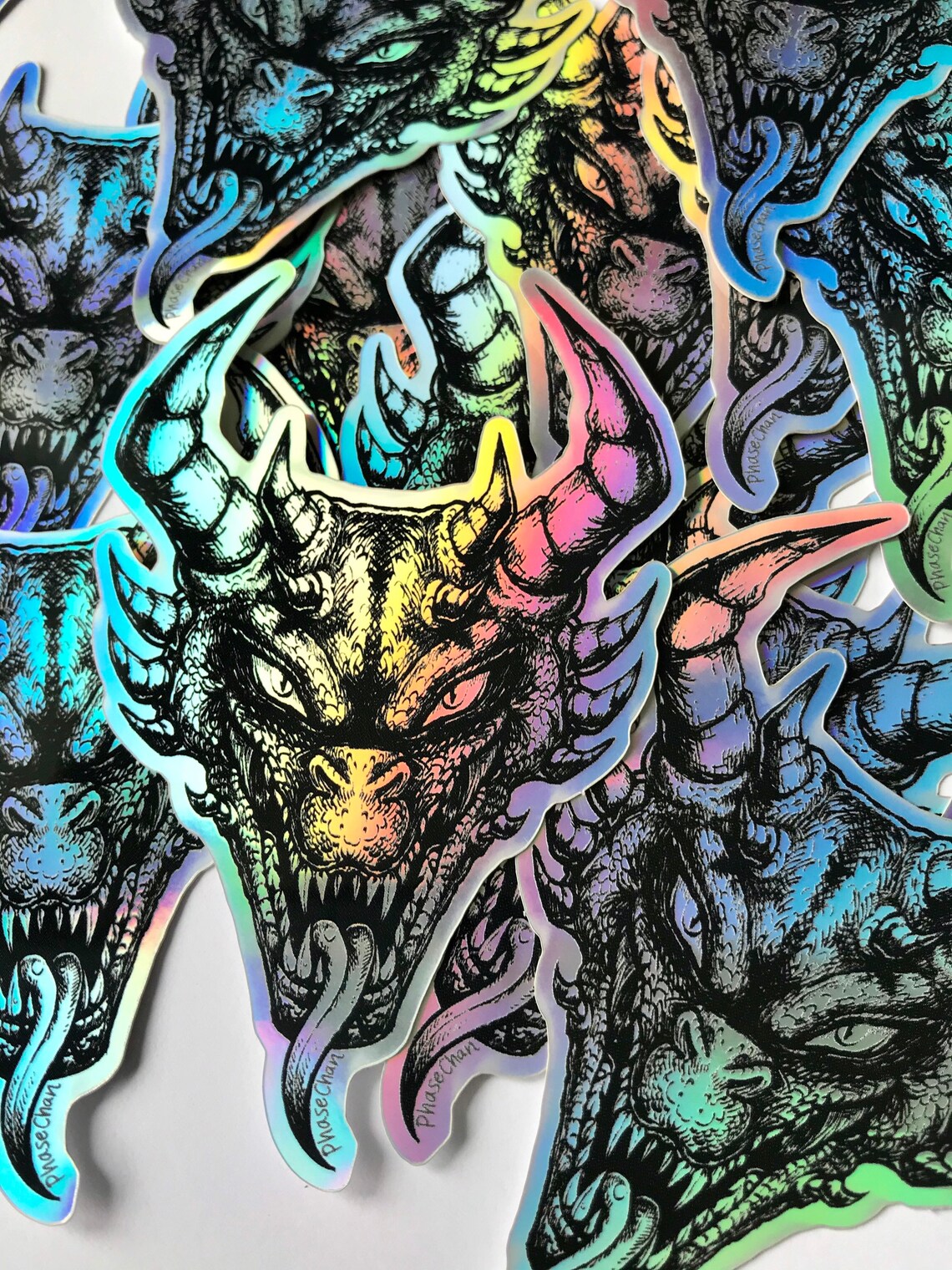 Dragon Head Holographic Vinyl Sticker