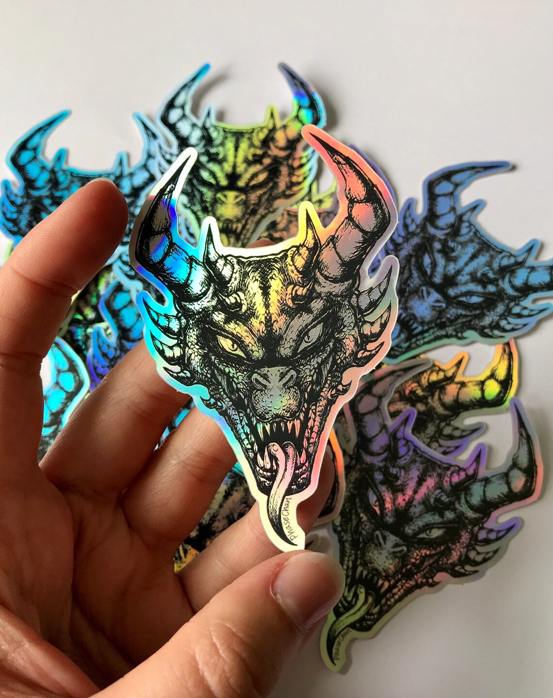 Dragon Head Holographic Vinyl Sticker