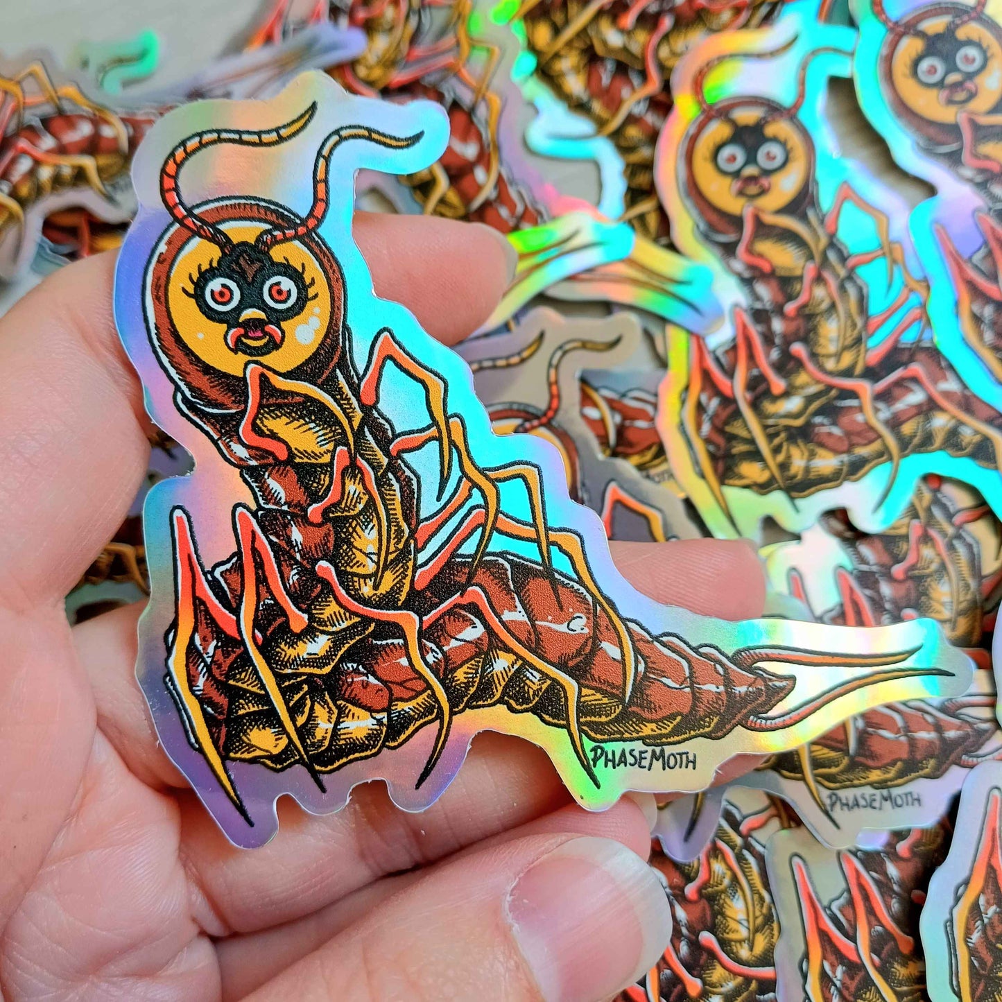 Centipede Furby Rainbow Vinyl Sticker
