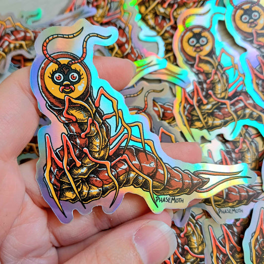 Centipede Furby Rainbow Vinyl Sticker