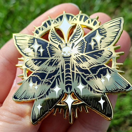 Celestial Moth Gold Enamel Pin