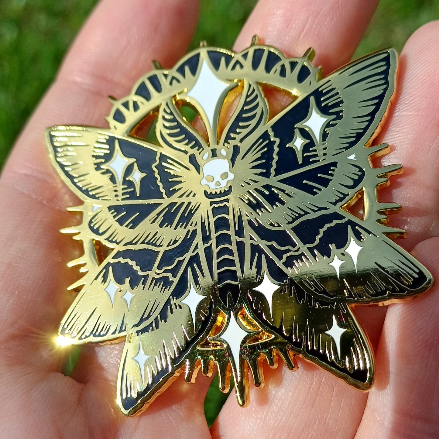 Celestial Moth Gold Enamel Pin