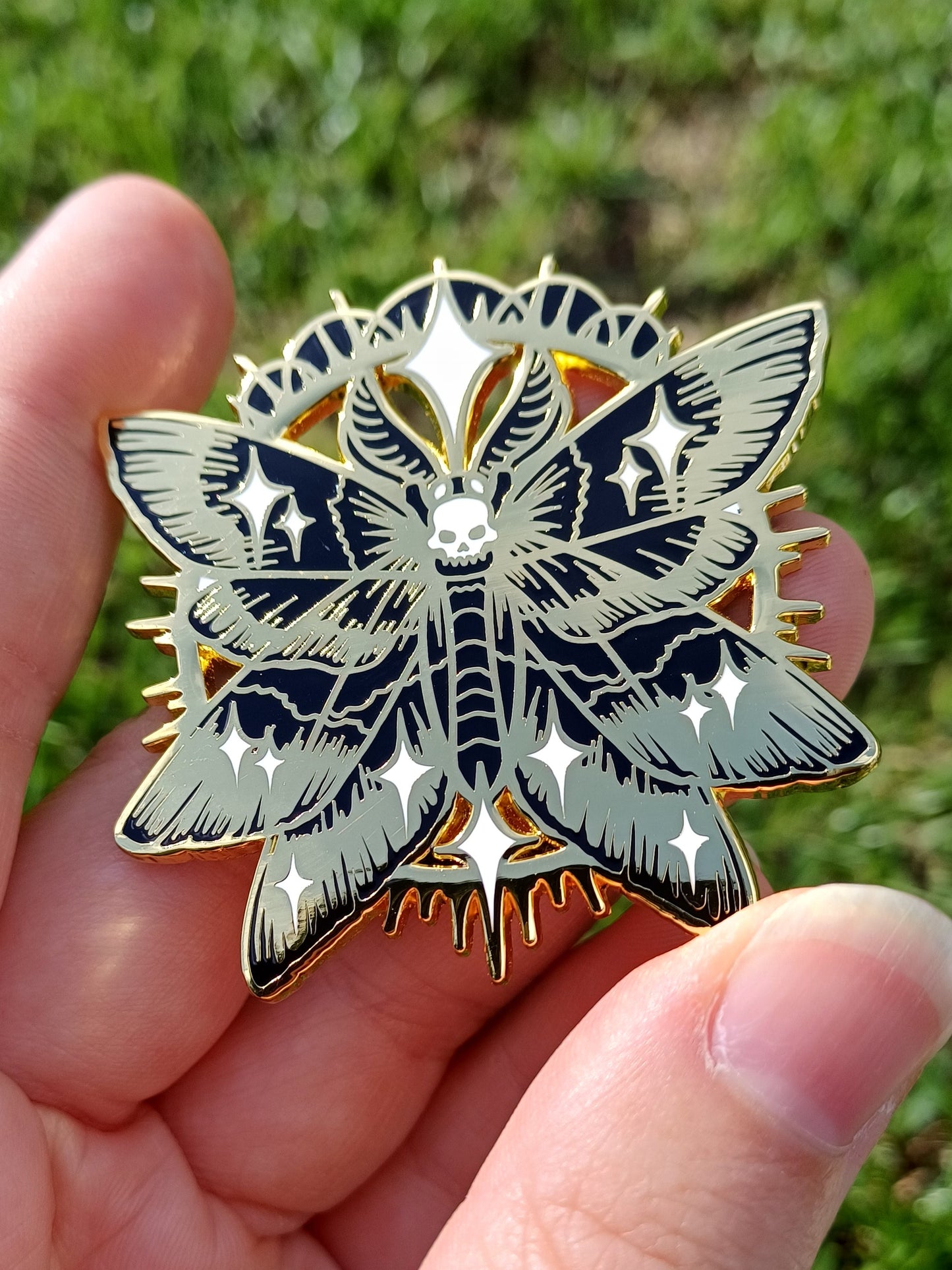 Celestial Moth Gold Enamel Pin