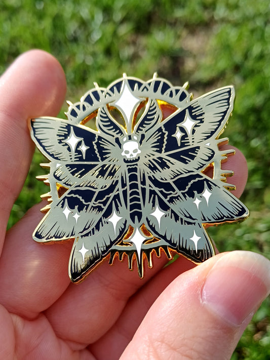 Celestial Moth Gold Enamel Pin