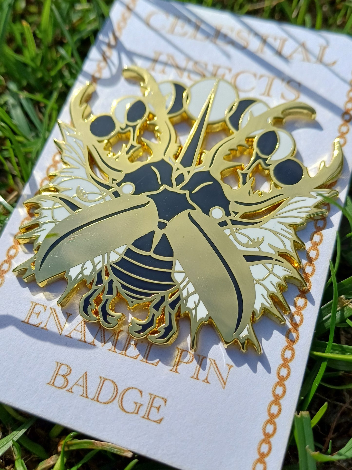 Celestial Stag Beetle Gold Enamel Pin