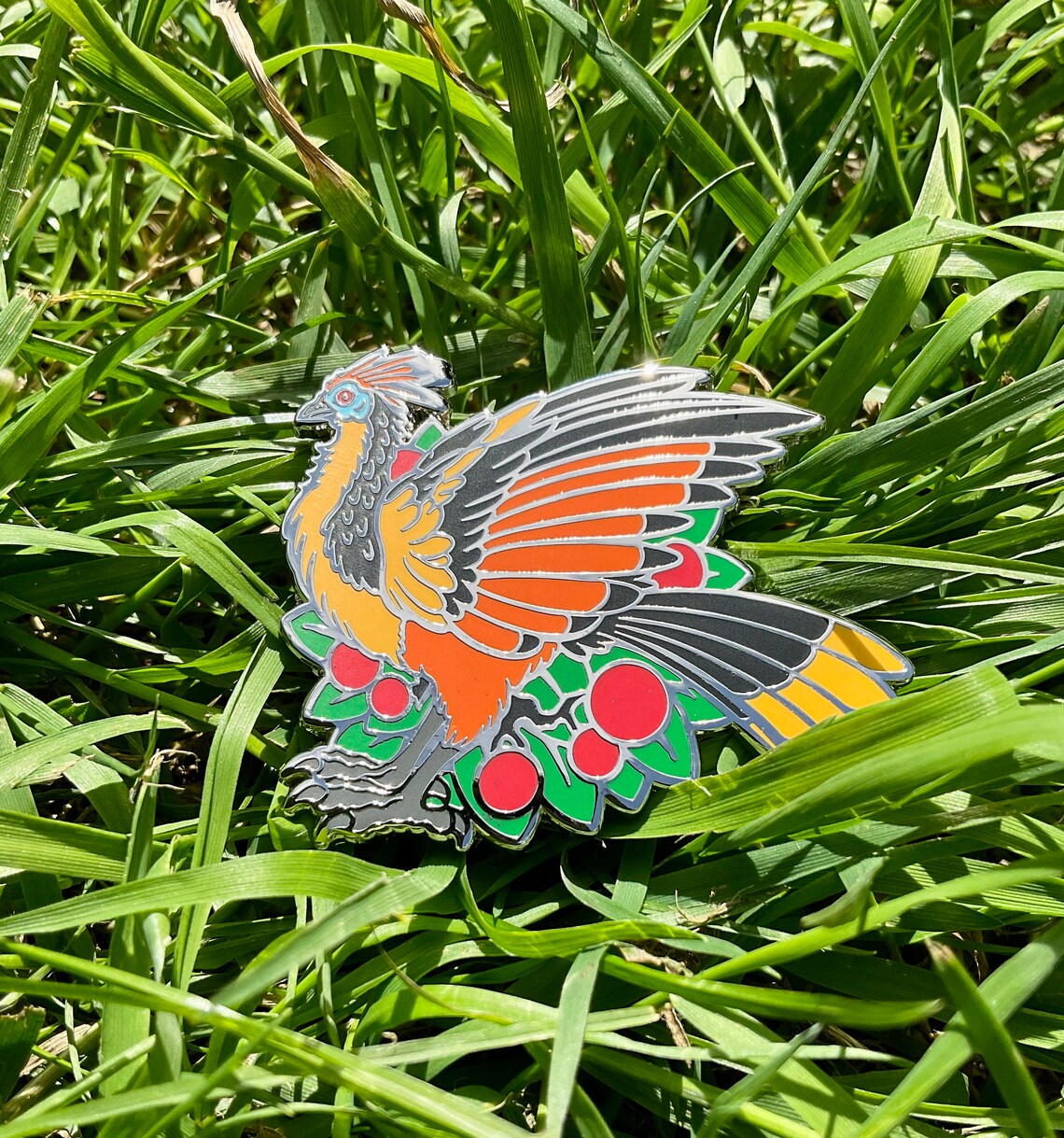 Hoatzin Canje Pheasant Silver Enamel Pin