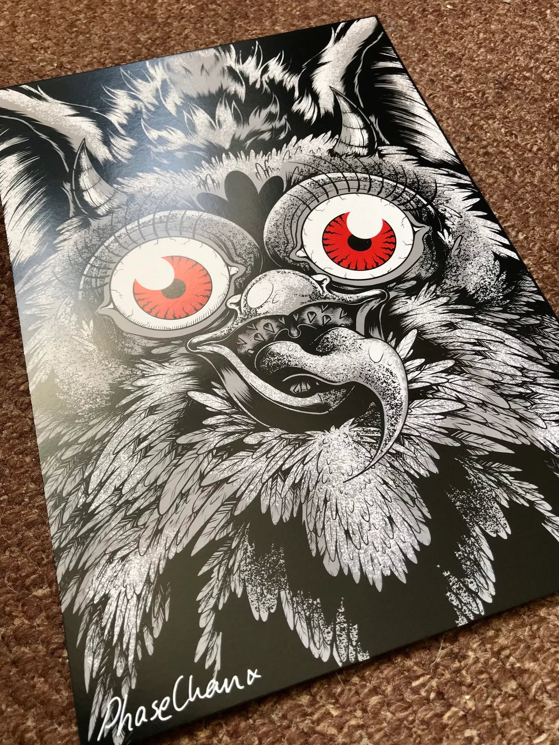 FURBY STARE Monochrome Horror Art Print