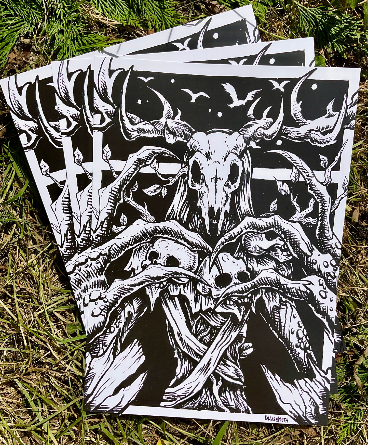 Leshy Monochrome Horror Art Print