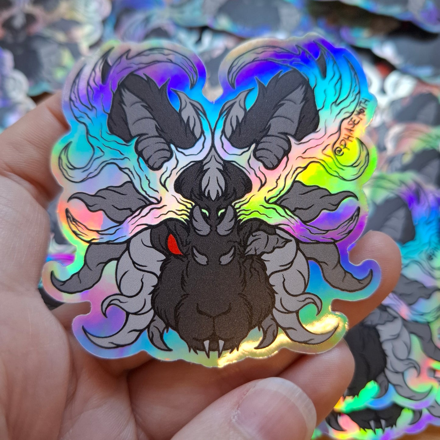 Jackalope Distorted Cryptid Holographic Vinyl Sticker