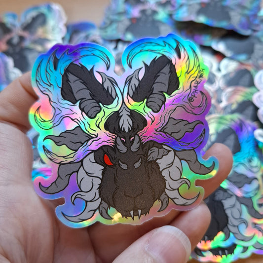 Jackalope Distorted Cryptid Holographic Vinyl Sticker