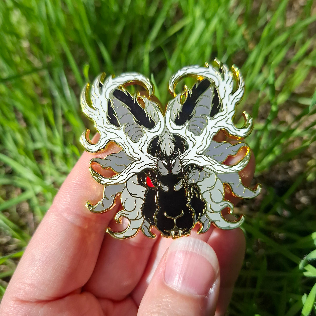 Jackalope Gold Distorted Cryptid Enamel Pin