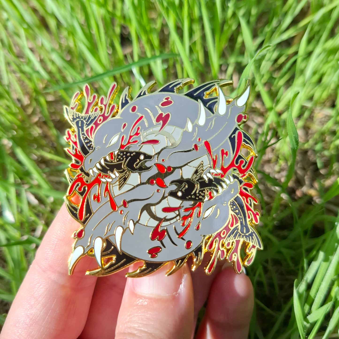 Nessie Gold Distorted Cryptid Enamel Pin