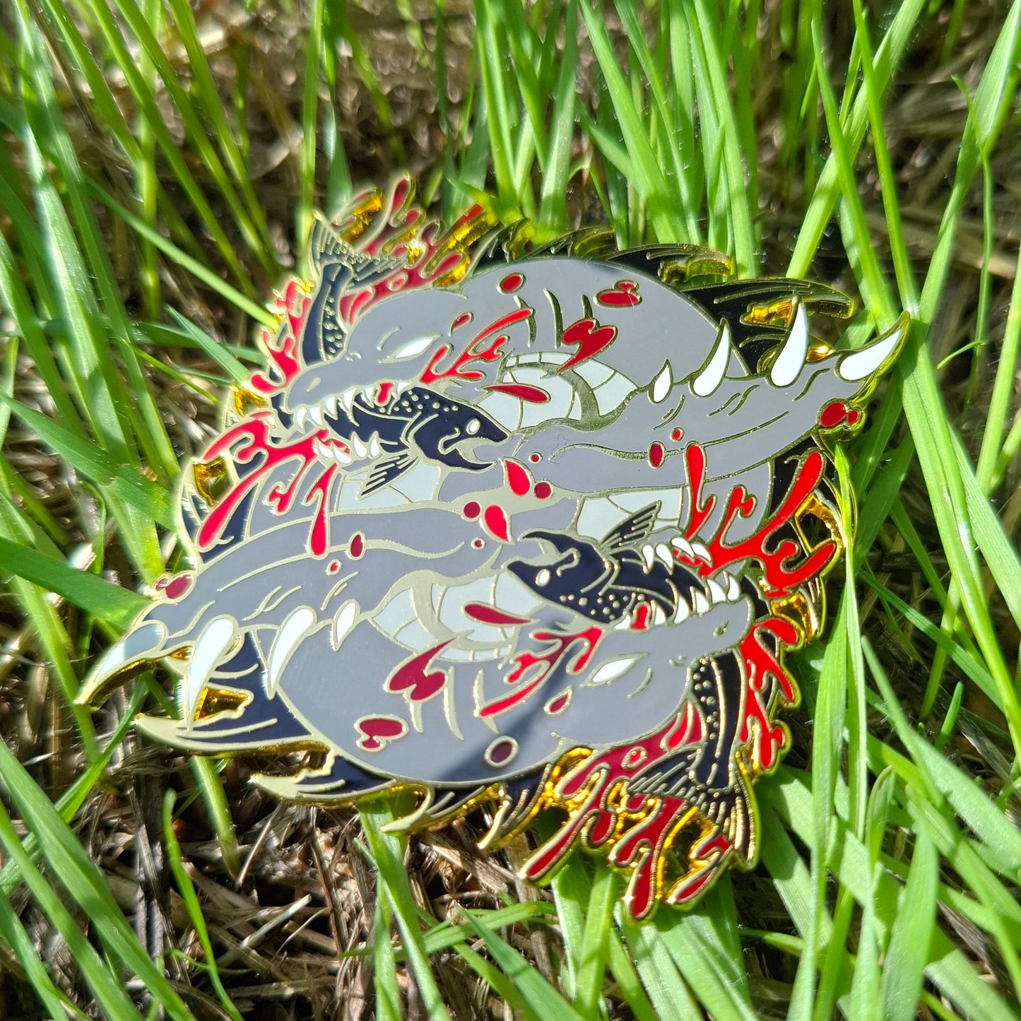 Nessie Gold Distorted Cryptid Enamel Pin