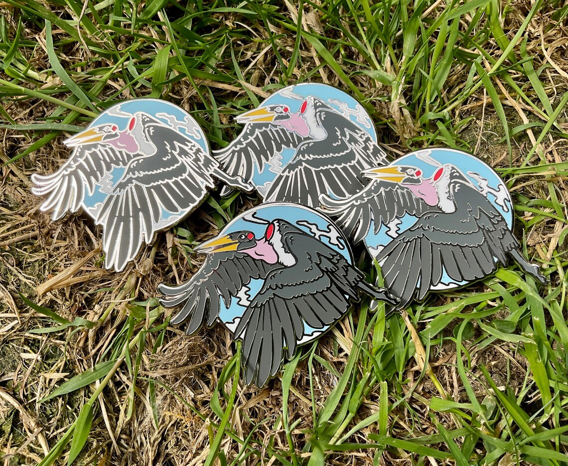 Marabou Stork Silver Enamel Pin