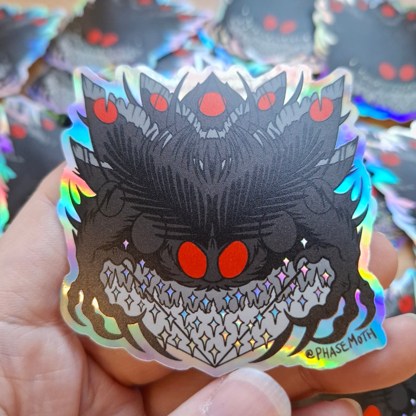 Mothman Distorted Cryptid Holographic Vinyl Sticker