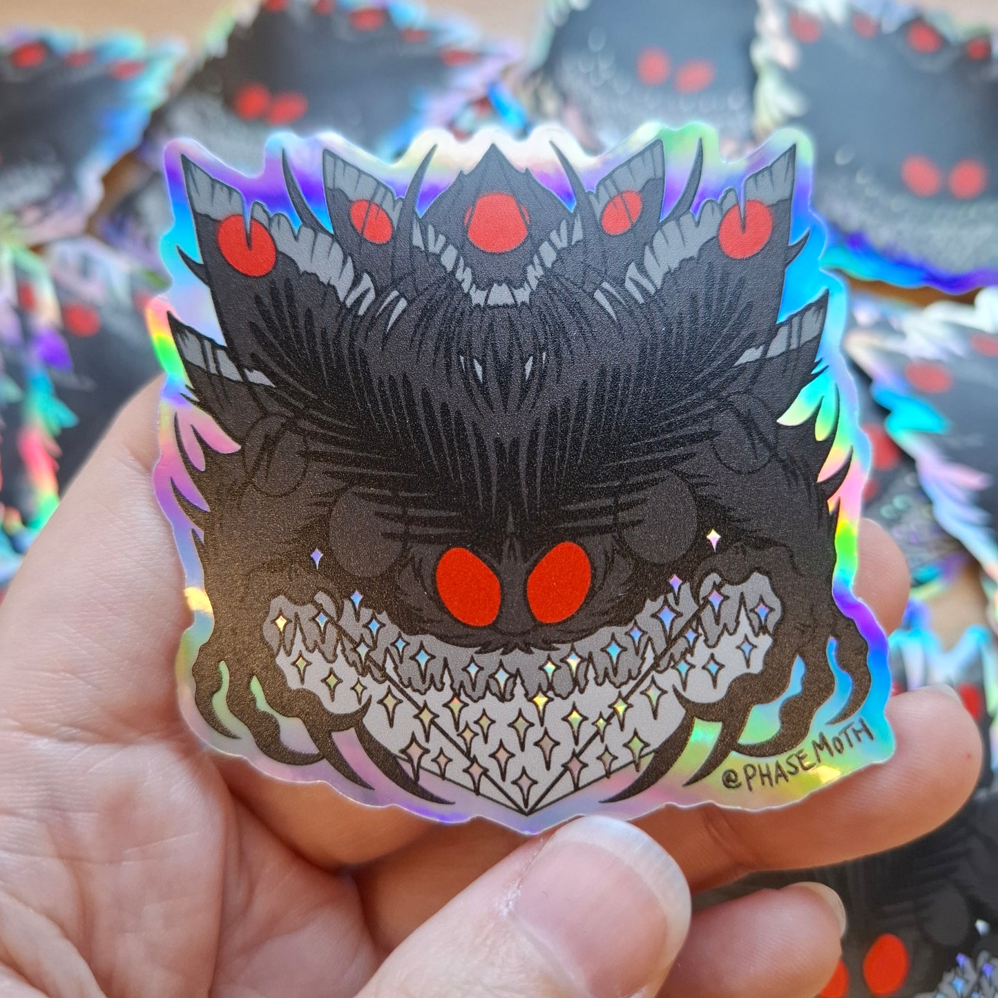 Mothman Distorted Cryptid Holographic Vinyl Sticker