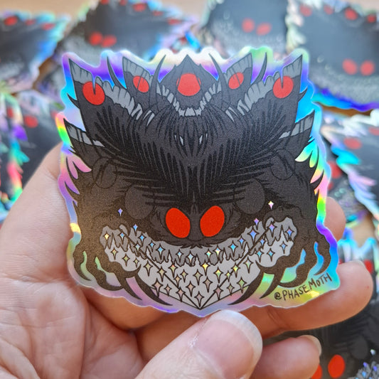 Mothman Distorted Cryptid Holographic Vinyl Sticker