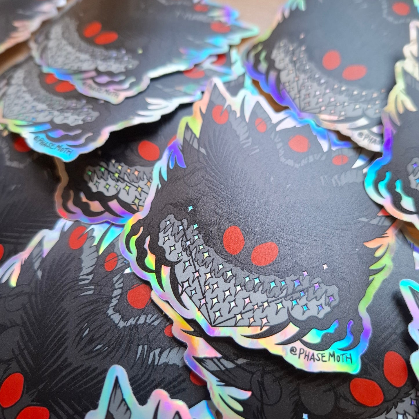 Mothman Distorted Cryptid Holographic Vinyl Sticker