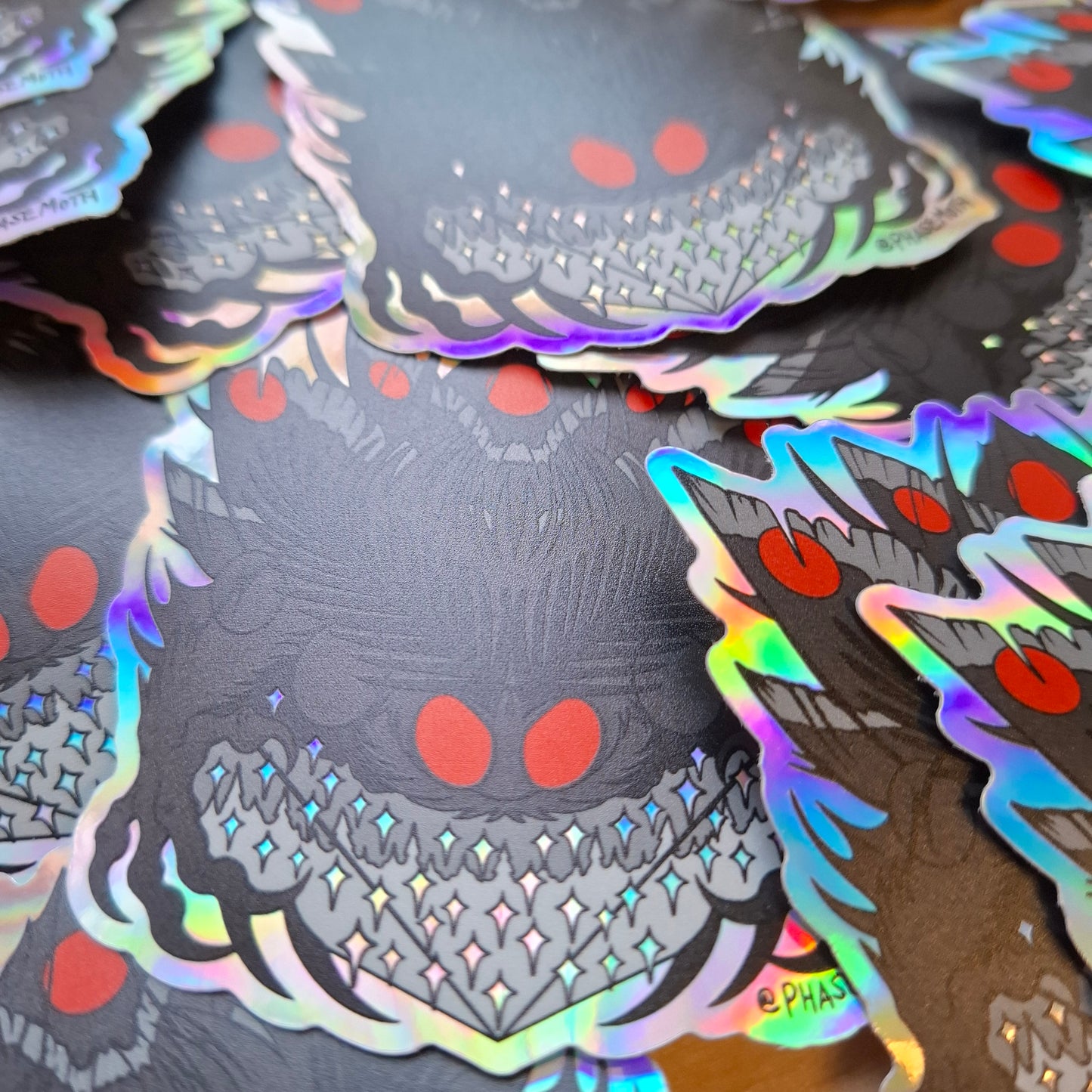 Mothman Distorted Cryptid Holographic Vinyl Sticker