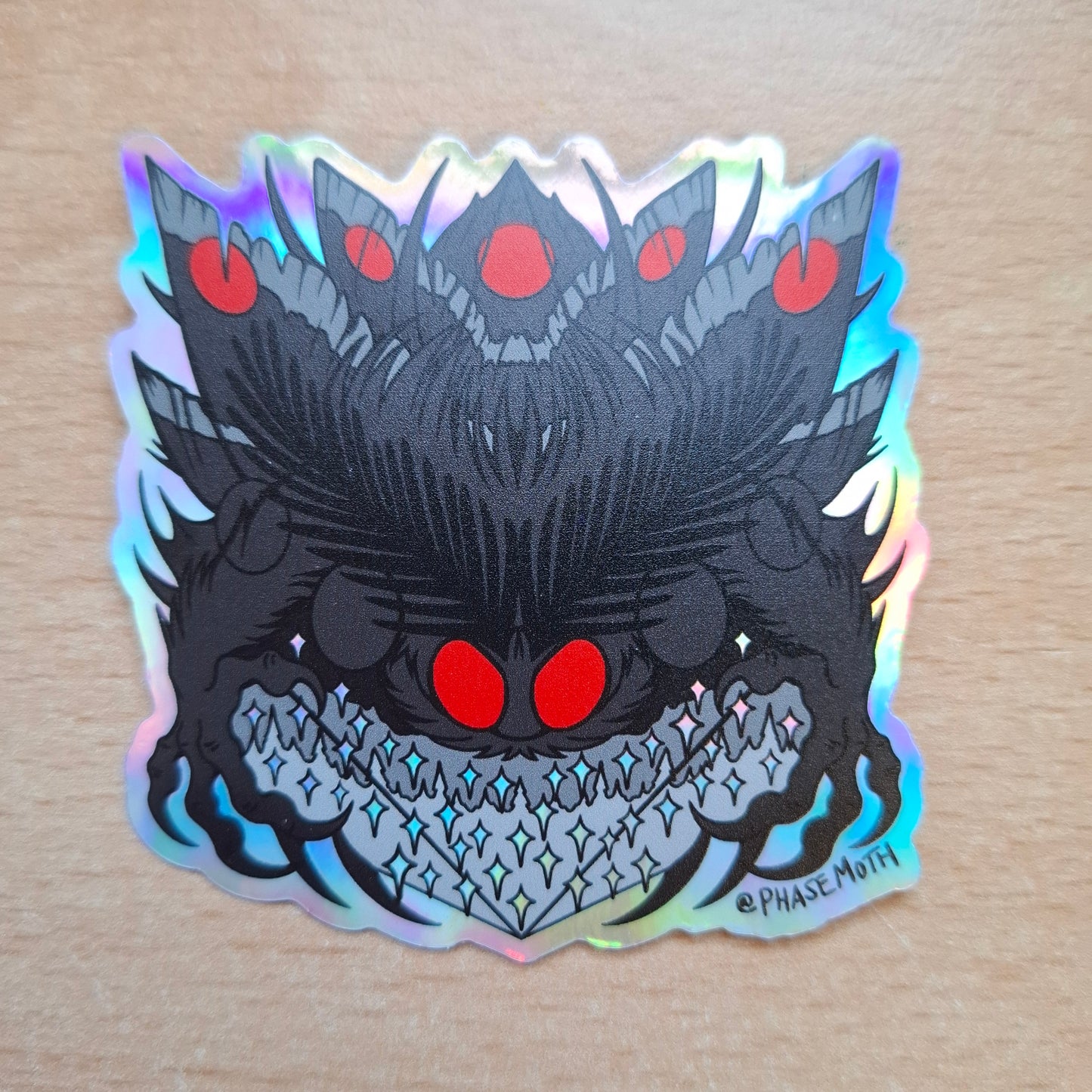 Mothman Distorted Cryptid Holographic Vinyl Sticker