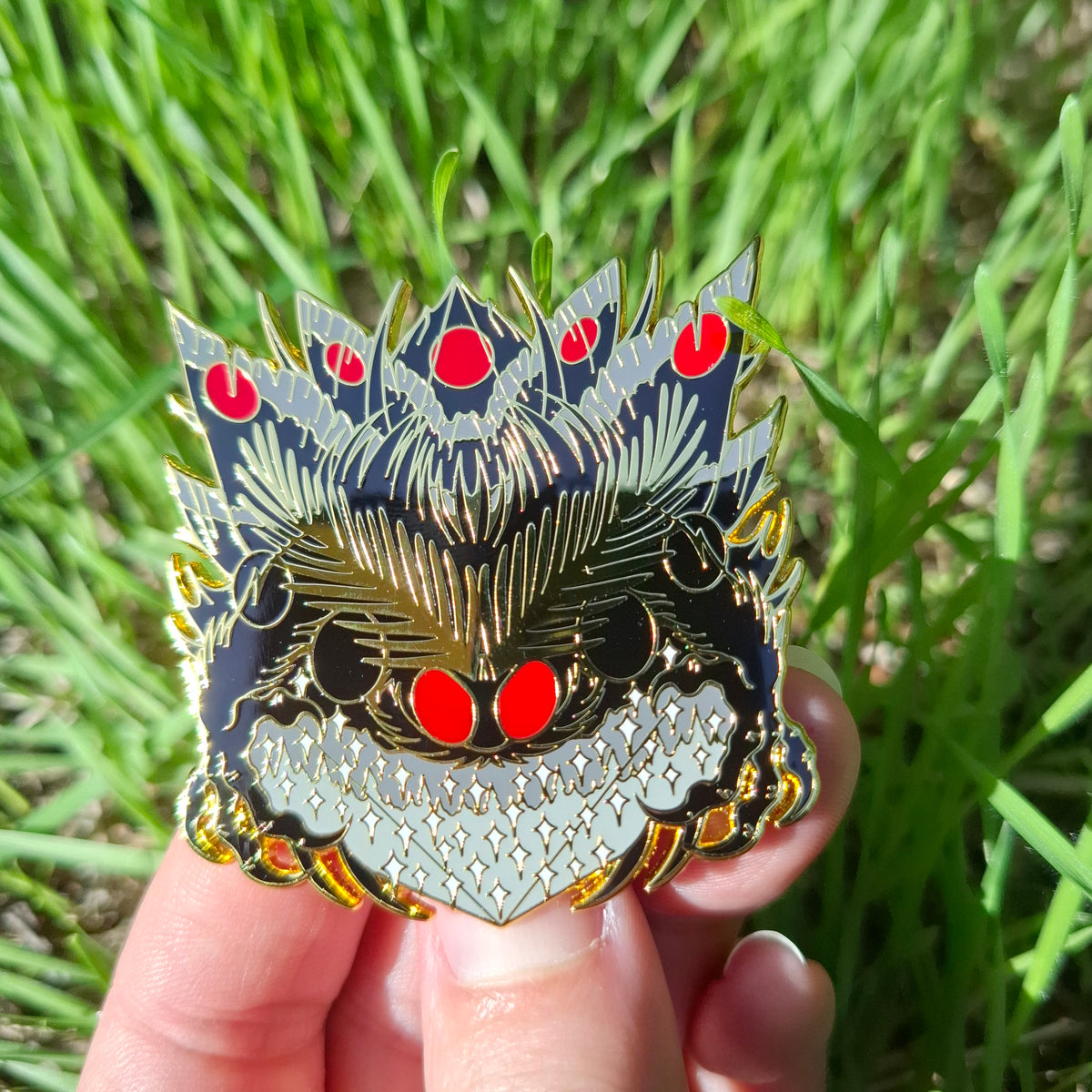Mothman Gold Distorted Cryptid Enamel Pin