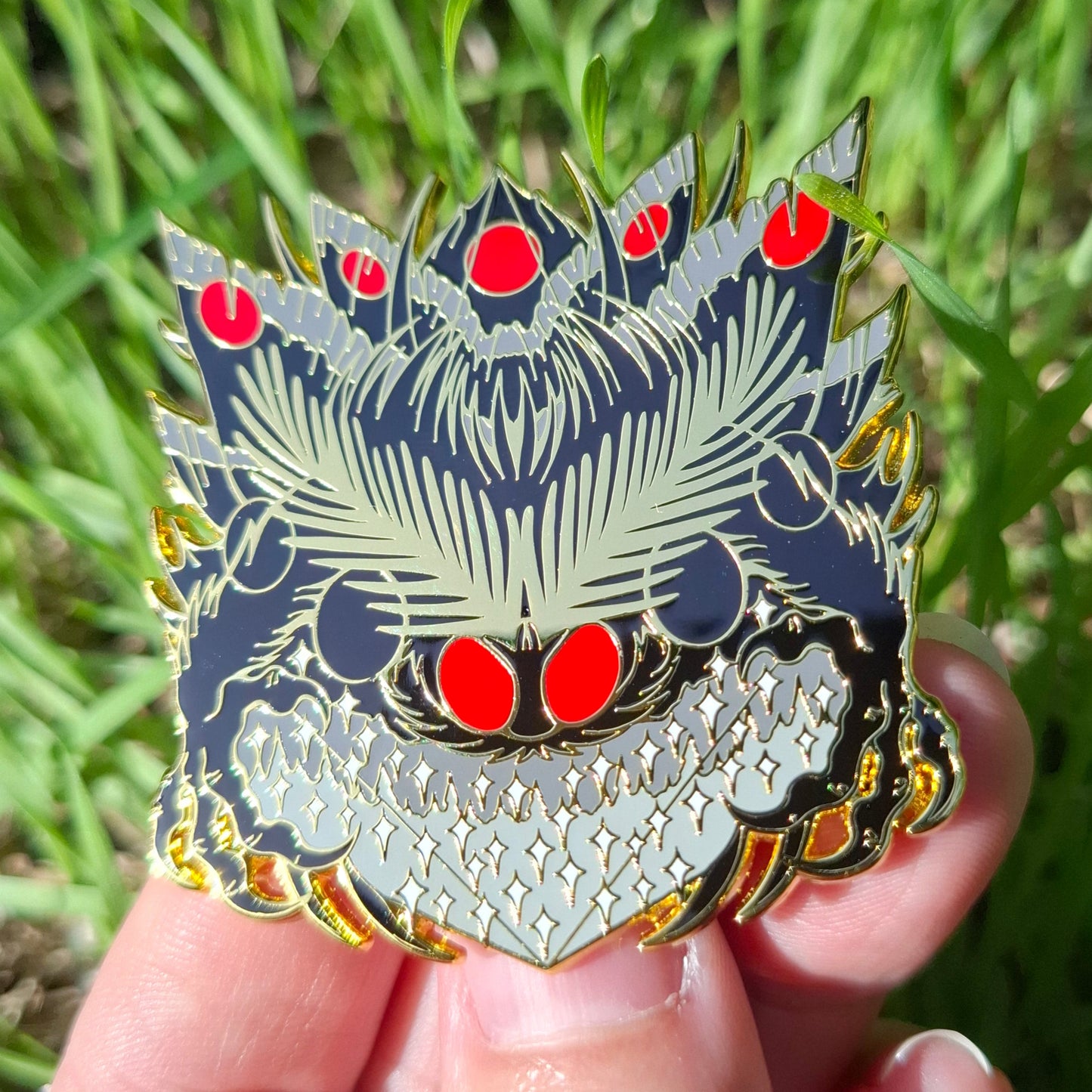 Mothman Gold Distorted Cryptid Enamel Pin