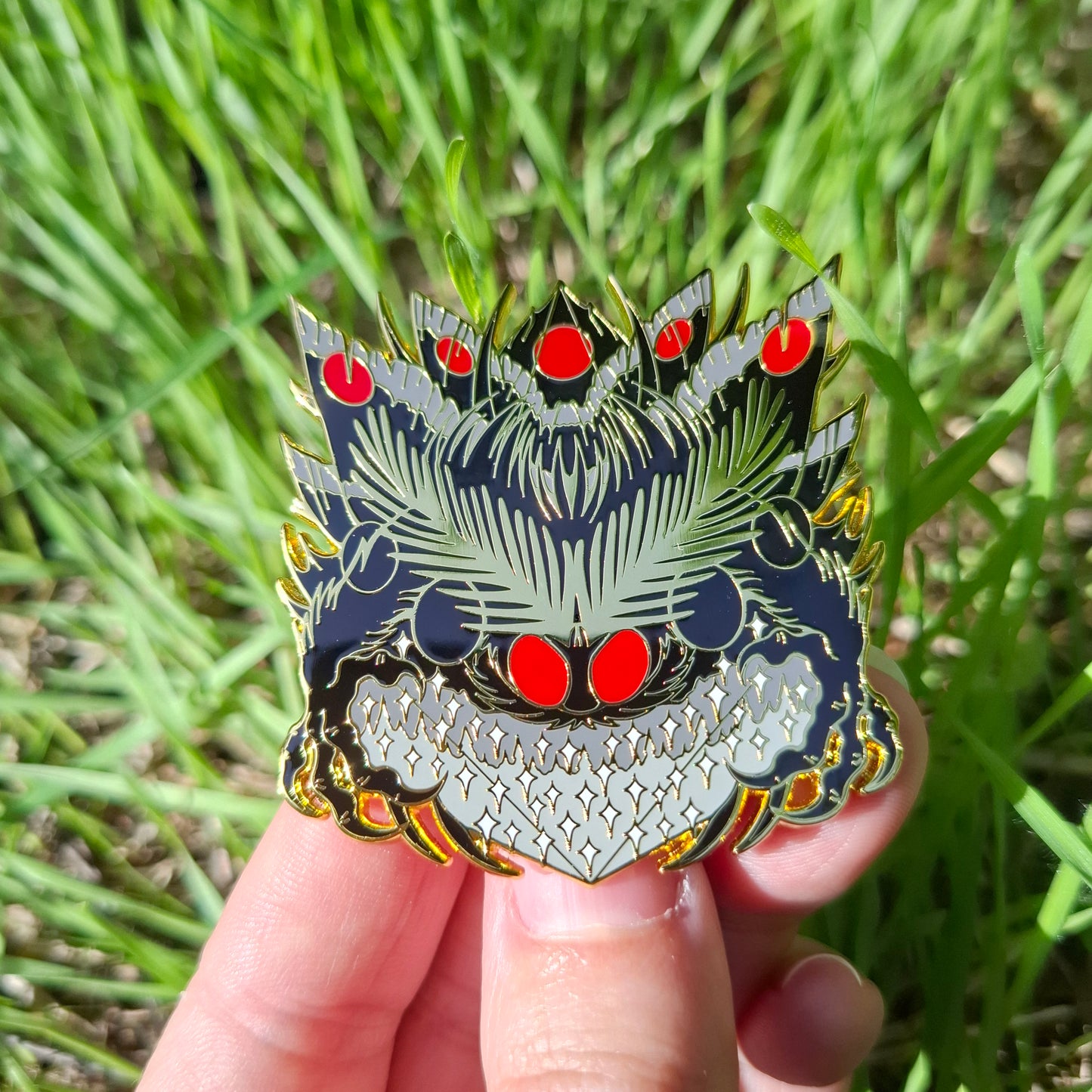 Mothman Gold Distorted Cryptid Enamel Pin