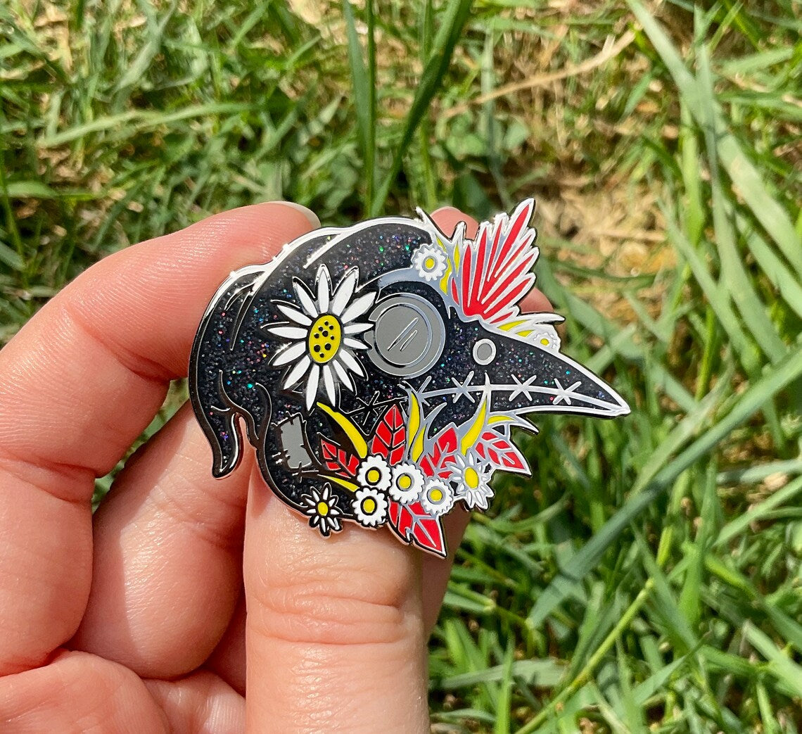 Plague Doctor Glitter Enamel Pin