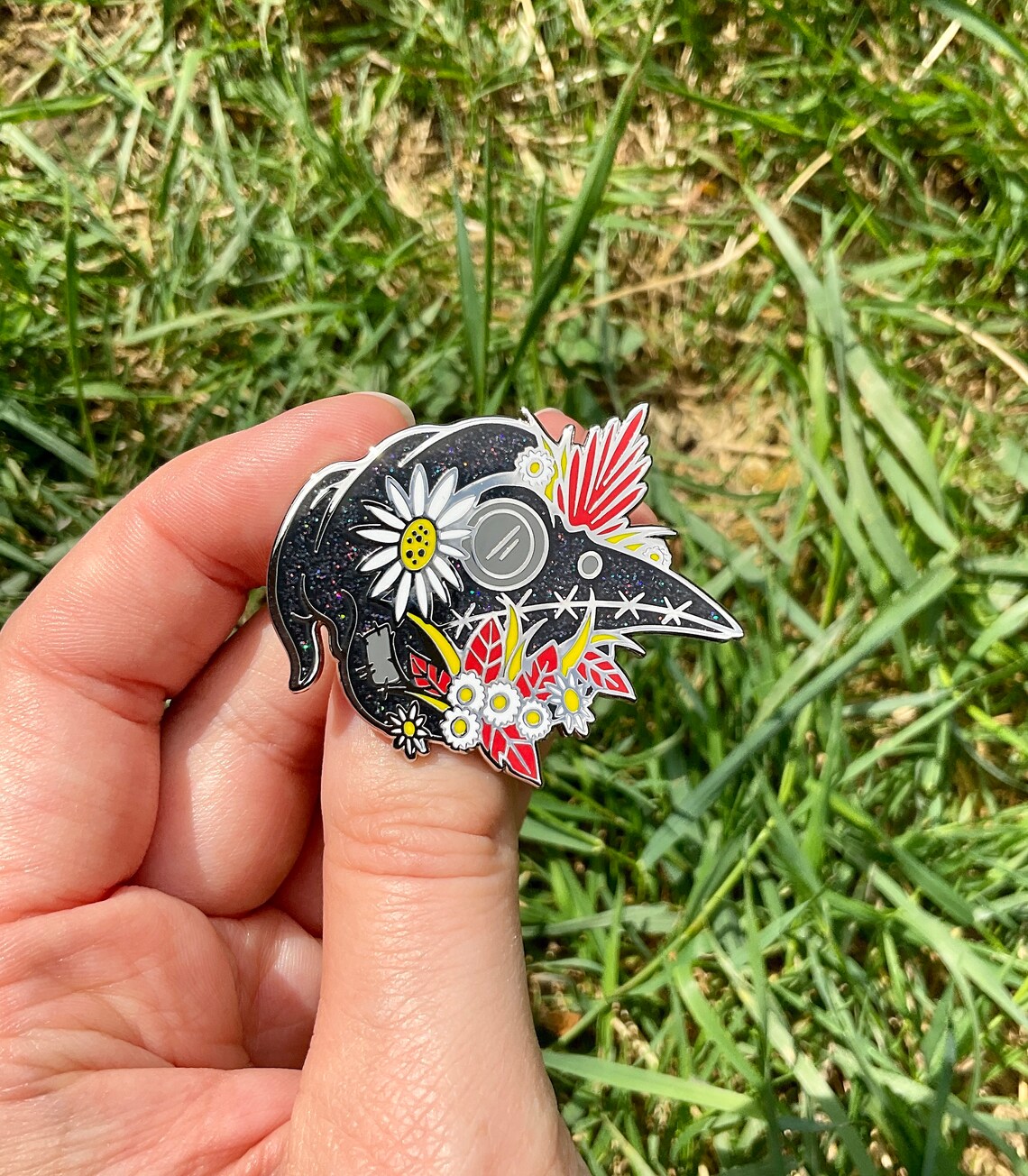 Plague Doctor Glitter Enamel Pin