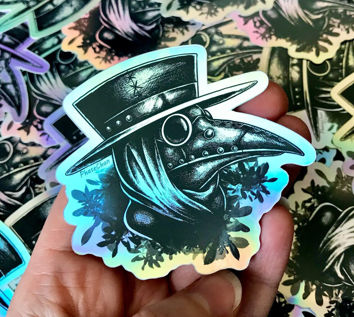 Plague Doctor Holographic Vinyl Sticker